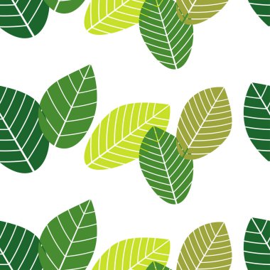 Dekoratif yaprakları ile sorunsuz yeşil arka plan. Tekstil rapport.