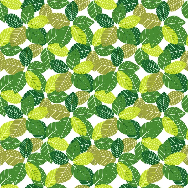 Fondo verde sin costuras con hojas decorativas. Relación textil . — Archivo Imágenes Vectoriales