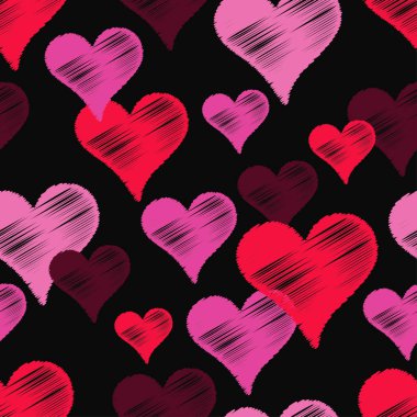 Sorunsuz vektör arka plan dekoratif yürekleri. Sevgililer günü. Vuruş doku. Tekstil rapport.