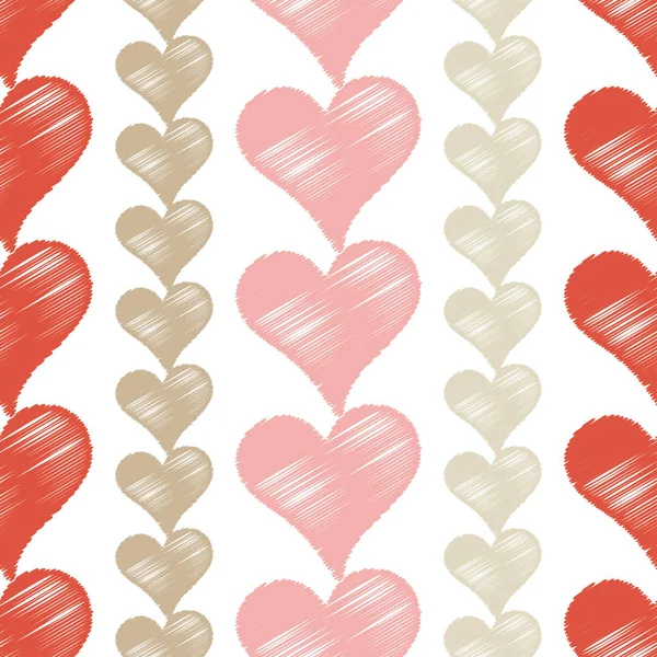 Naadloze vector achtergrond met decoratieve hart. Aftelkalender voor Valentijnsdag. Het patroon van lijnen. Textiel rapport. — Stockvector