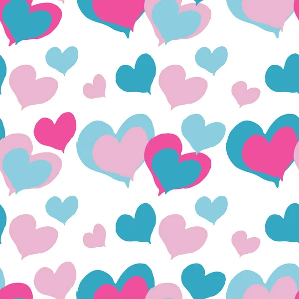 Fundo vetorial sem costura com corações decorativos. Dia dos Namorados. Desenho à mão. Relação têxtil . —  Vetores de Stock