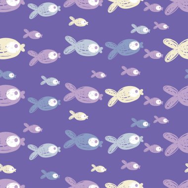 Sorunsuz vektör arka plan dekoratif balık ile. El-çizim. Tekstil rapport.