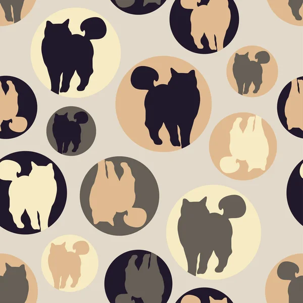 Polka dot seamless modeli. Daire içinde kedi. Tekstil rapport.