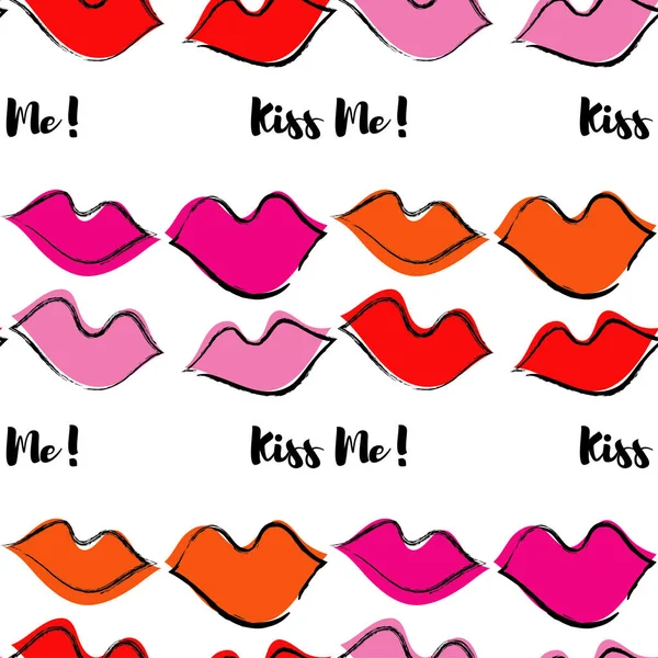 Dudakları ile Seamless modeli. Pop sanat tarzı. Kumaş tasarımı, duvar kağıdı. Tekstil rapport.