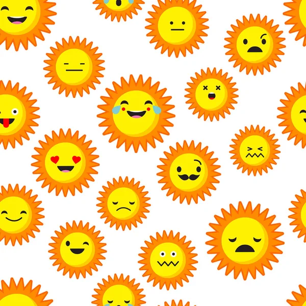Sfondo senza soluzione di continuità con le emozioni del sole. Illustrazione vettoriale. Rapporti tessili . — Vettoriale Stock