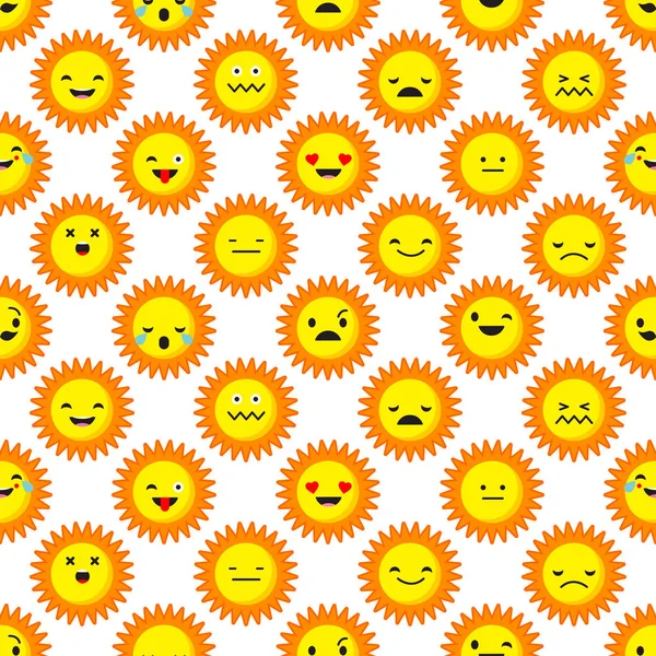 Güneş duyguları ile sorunsuz arka plan. Vektör çizim. Tekstil rapport.
