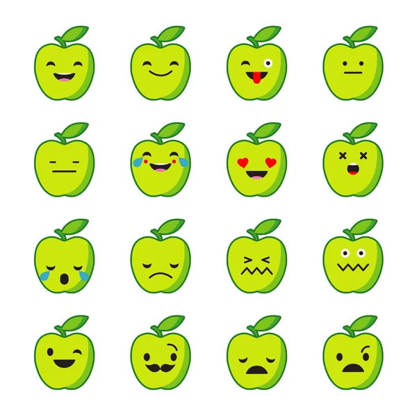 Conjunto de emociones Apple. Iconos de sonrisa estilo vector . — Vector de stock