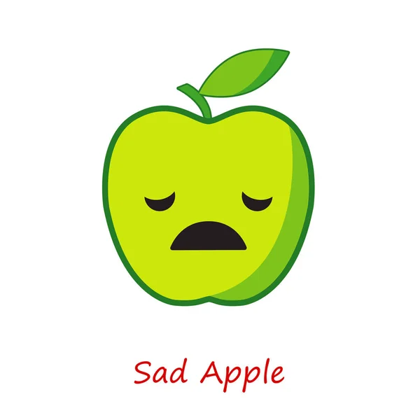 Banner Apfel Emotionen. niedlichen Cartoon grünen Apfel. Vektorillustration. — Stockvektor