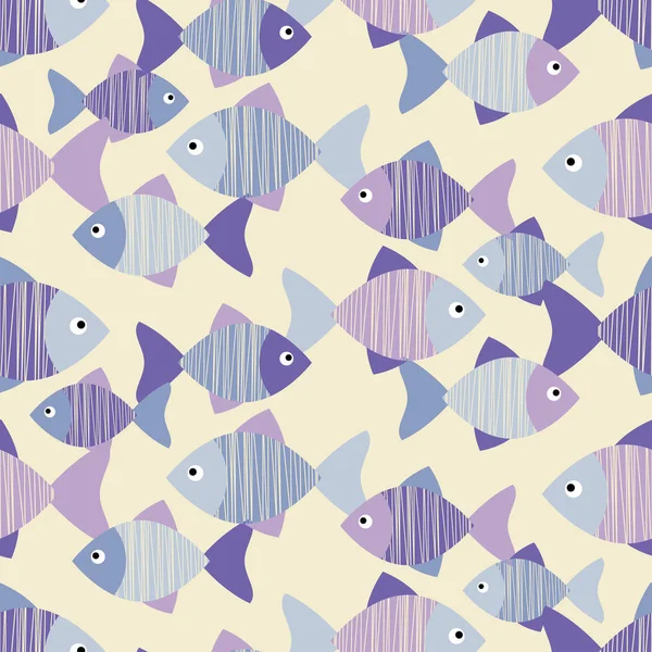 Fond vectoriel sans couture avec des poissons décoratifs. Texture à griffonner. Relation textile . — Image vectorielle