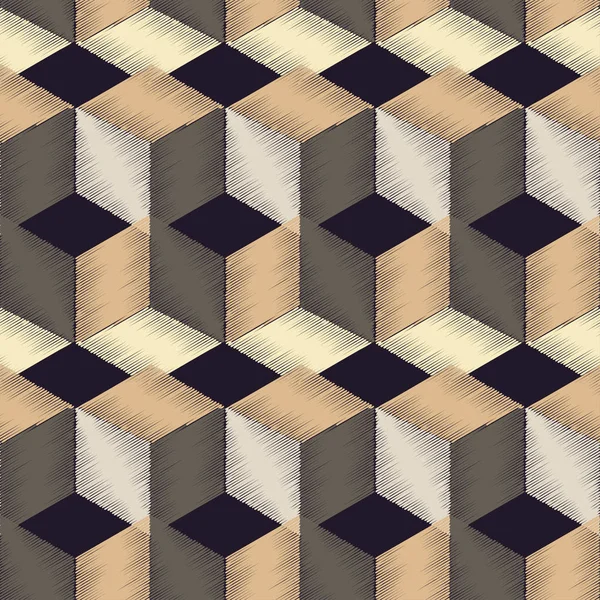 Tamamen sorunsuz, soyut küp desen. Renkli tasarımı, geometrik 3d arka plan. Karalama doku.