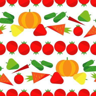 Beyaz bir arka plan üzerinde sebze ile Seamless modeli. Hasat Festivali. Şükran günü. Düz tasarım. Tekstil rapport.