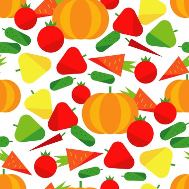 Beyaz bir arka plan üzerinde sebze ile Seamless modeli. Hasat Festivali. Şükran günü. Düz tasarım. Tekstil rapport.