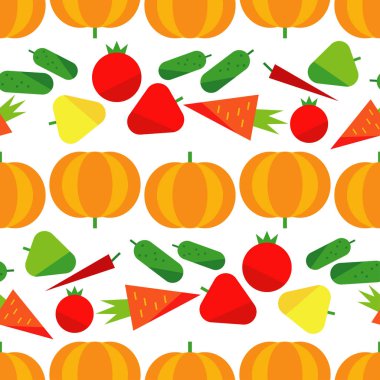 Beyaz bir arka plan üzerinde sebze ile Seamless modeli. Hasat Festivali. Şükran günü. Düz tasarım. Tekstil rapport.