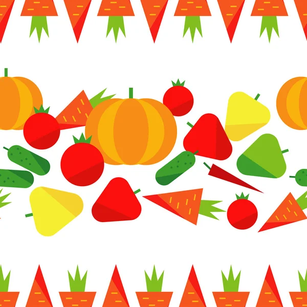 Naadloze patroon met groenten op een witte achtergrond. Oogstfeest. Thanksgiving. Platte ontwerp. Textiel rapport. — Stockvector