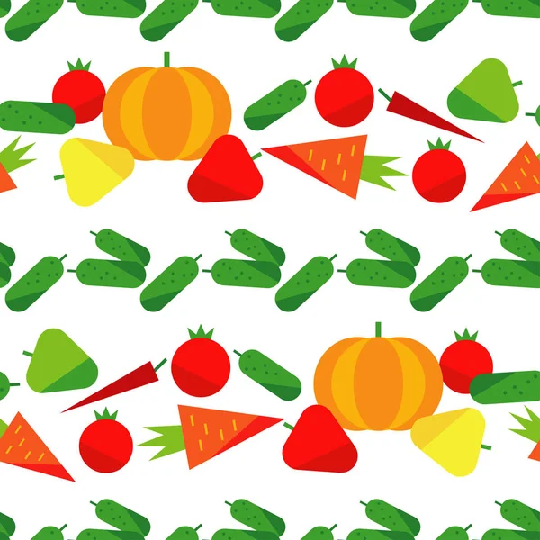 Nahtloses Muster mit Gemüse auf weißem Hintergrund. Erntedankfest. Dankbarkeit. flache Bauweise. Textilbeziehung. — Stockvektor