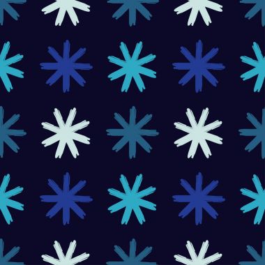 Dekoratif kar taneleri ile sorunsuz arka plan. Çizim fırçası. Tekstil rapport.