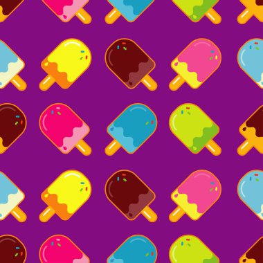 Sorunsuz vektör arka plan dekoratif buzlu şeker ile. Desen dondurma ile. Sevimli çizgi buzlu şeker. Tekstil rapport.