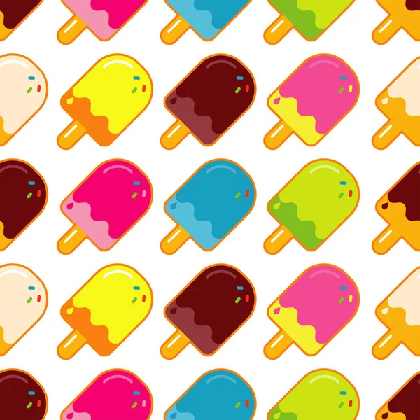 Fundo de vetor sem costura com Popsicle decorativo. Padrão com sorvete. Bonito desenho animado Popsicle. Relação têxtil . — Vetor de Stock