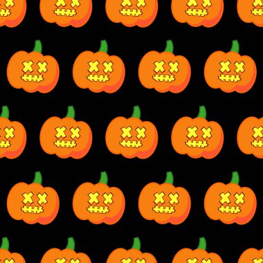 Sorunsuz dekoratif vektör arka plan Cadılar Bayramın kutlu olsun. Cadılar Bayramı partisi kabak ile. Tekstil rapport.