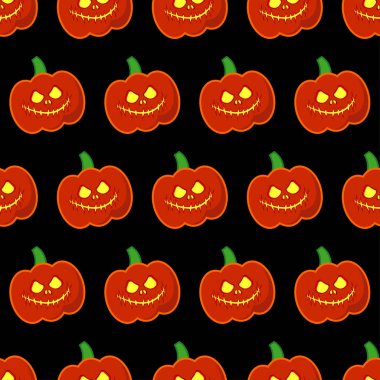 Sorunsuz dekoratif vektör arka plan Cadılar Bayramın kutlu olsun. Cadılar Bayramı partisi kabak ile. Tekstil rapport.