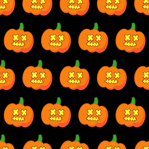 Sömlös dekorativa vector bakgrund Happy Halloween. Halloweenfest med pumpor. Textil rapport. — Stock vektor