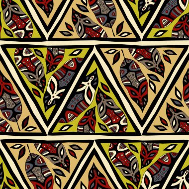 Etnik boho seamless modeli. Dekoratif tüyler ile üçgenler. Kabile desen. Retro motif. Tekstil rapport.