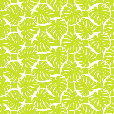 Dekoratif yaprakları ile sorunsuz arka plan. Monstera bırakır. Tekstil rapport.