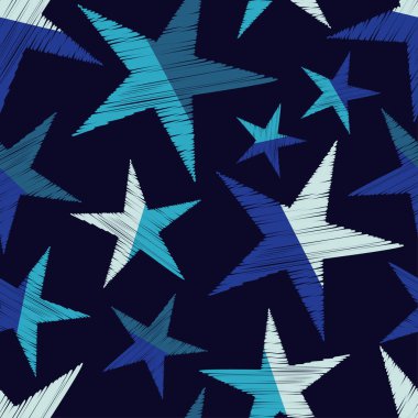 Sorunsuz vektör arka plan dekoratif yıldız ile. Çizikler, doku. Tekstil rapport.