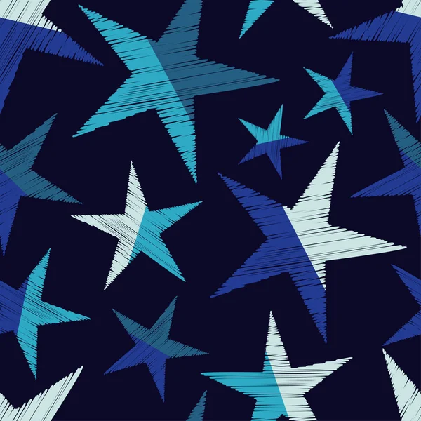 Sorunsuz vektör arka plan dekoratif yıldız ile. Çizikler, doku. Tekstil rapport.