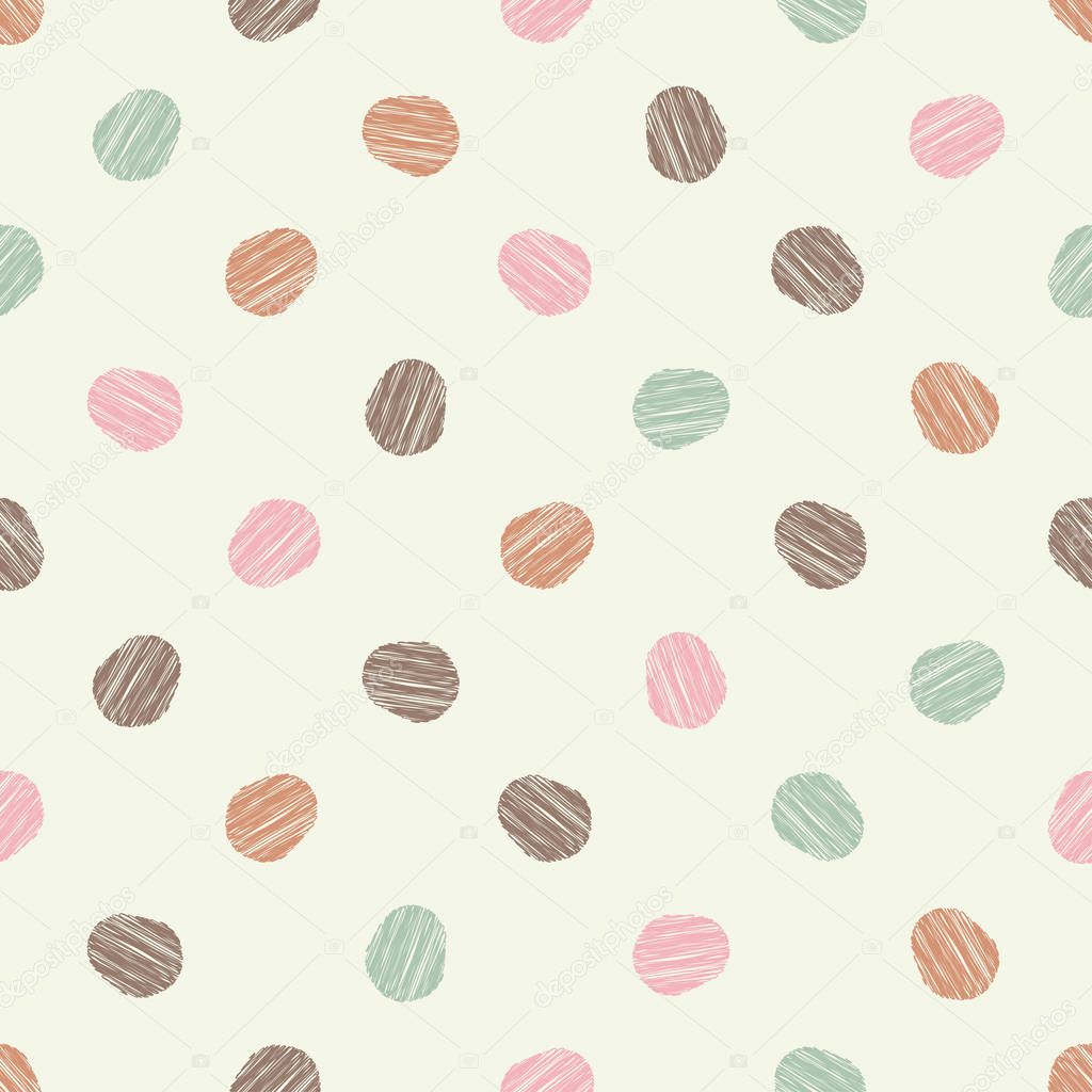 Polka dot seamless pattern. Scribble texture. Textile rapport.