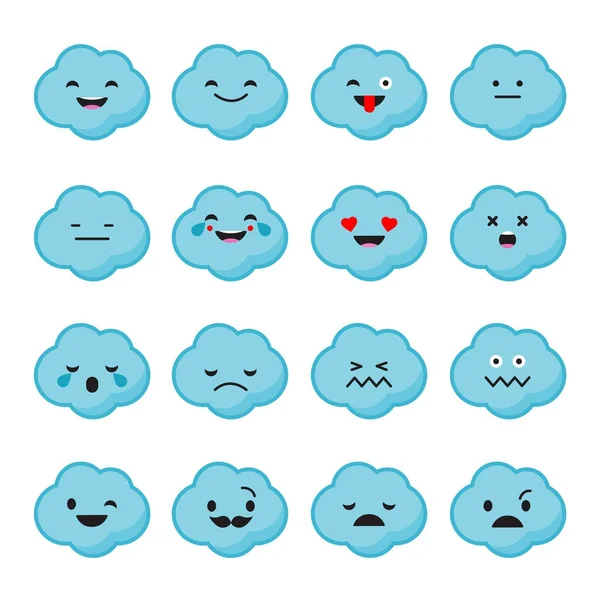 Set Emotions Clouds. Vector style smile icons.