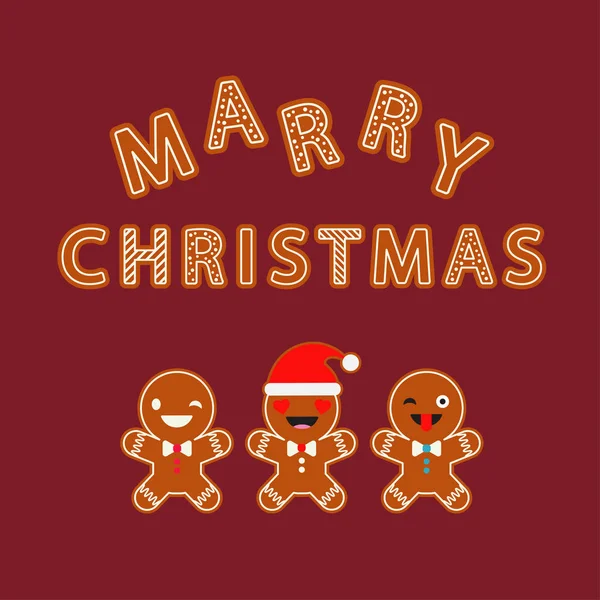 茶色の背景のポスターのクリスマスのジンジャーブレッド。クリスマスの gingerman。かわいい漫画ジンジャーブレッド. — ストックベクタ