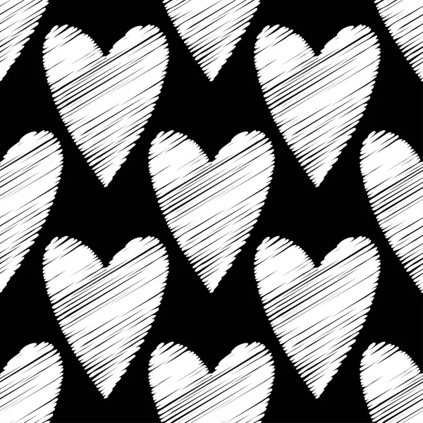 Fondo de vector sin costuras con corazones decorativos. Día de San Valentín. Scribble textura. Relación textil . — Vector de stock