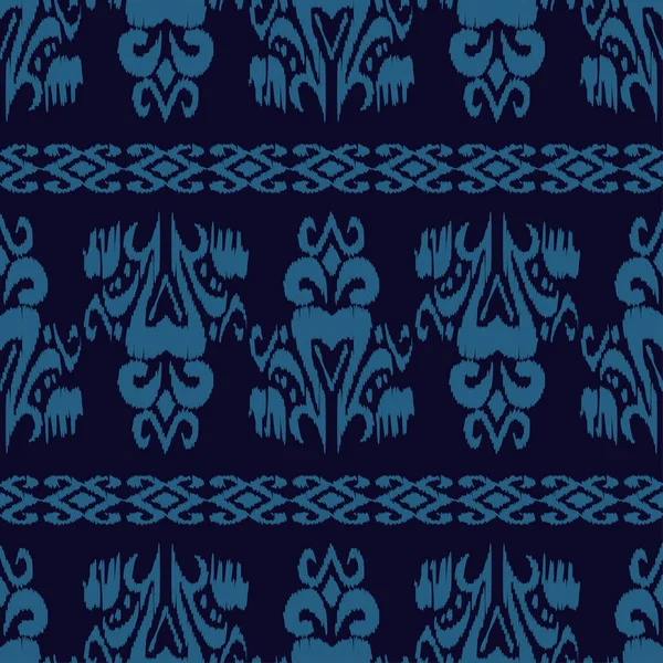 Boho étnico azul sem costura padrão. Textura crocante. Motivo retrô. Relação têxtil . — Vetor de Stock