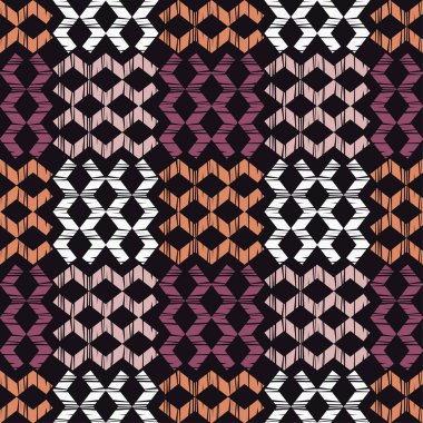 Kesintisiz geometrik desen. Doku karalamak. Tekstil rapport.