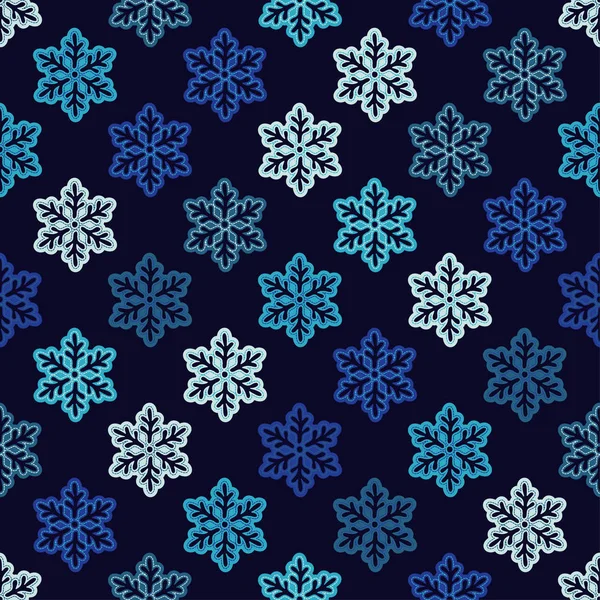 Nahtloser Vektorhintergrund Mit Doodle Schneeflocken Wintermuster Textilbeziehung — Stockvektor