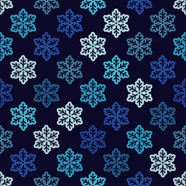 Fundo Vetorial Sem Costura Com Flocos Neve Doodle Padrão Inverno — Vetor de Stock