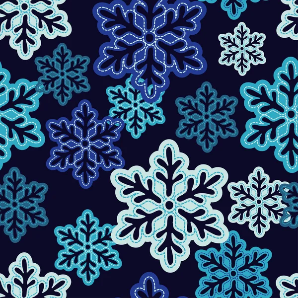 Nahtloser Vektorhintergrund Mit Doodle Schneeflocken Wintermuster Textilbeziehung — Stockvektor