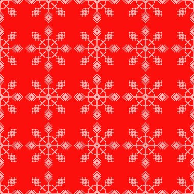 Çapraz dikiş Norveç kar taneleri sorunsuz vektör arka plan. Halk motifleri. Kış desen. Tekstil rapport.