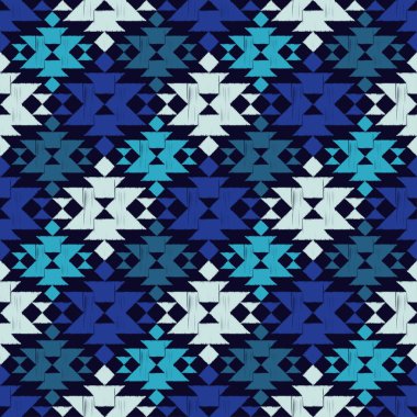 Etnik boho seamless modeli. Mavi kabile desen. Doku karalamak. Halk motif. Tekstil rapport.