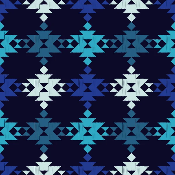 Ethnic Boho Seamless Pattern Blue Tribal Pattern Scribble Texture Folk — Stock Vector