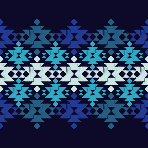 Ethnic Boho Seamless Pattern Blue Tribal Pattern Scribble Texture Folk — Stock Vector