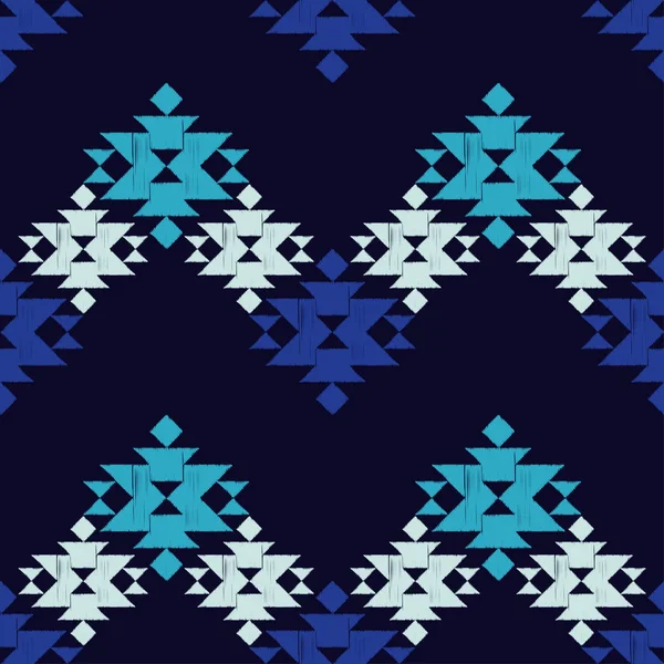 Patrón Étnico Boho Sin Costuras Patrón Tribal Azul Scribble Textura — Vector de stock