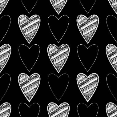 Sorunsuz vektör arka plan dekoratif yürekleri. Sevgililer günü. Nakış kumaş üzerine. Doku karalamak. Tekstil rapport.