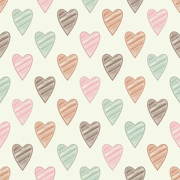 Seamless Vector Background Decorative Hearts Valentine Day Embroidery Fabric Scribble — Stock Vector