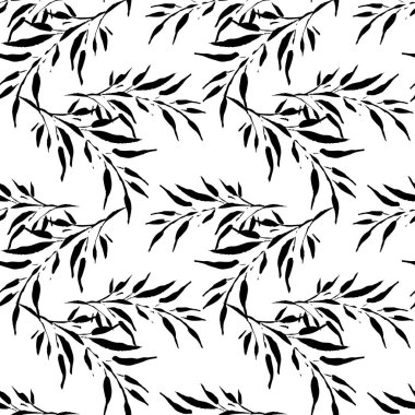 Dekoratif branche ve yaprakları ile sorunsuz vektör arka plan. Desen bitkiler ile. Tekstil rapport.