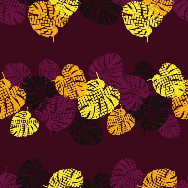 Nahtloser Hintergrund Mit Dekorativen Blättern Zickzackbeschaffenheit Muster Mit Monsterblättern Textilbeziehung — Stockvektor