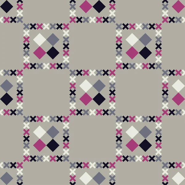 无缝几何图案 四边形的模式 纺织品和谐 — 图库矢量图片