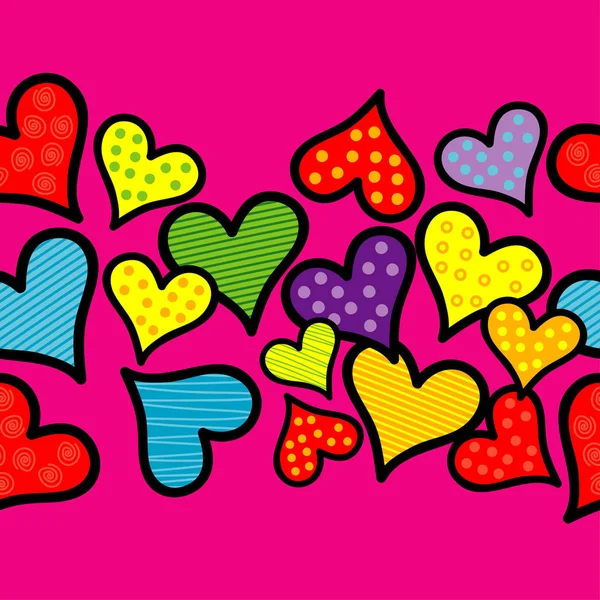 Fondo Sin Costuras Con Corazones Decorativos Día San Valentín Dibujo — Vector de stock