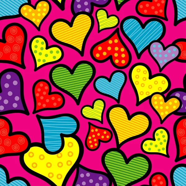 Seamless Background Decorative Hearts Valentine Day Handmade Drawing Textile Rapport — Stock Vector